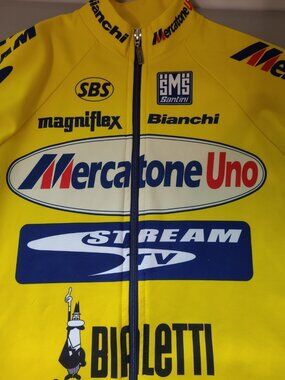 Vintage Santini Bianchi Mercatone Uno Pro Team Cycling Jersey Italy Unisex M